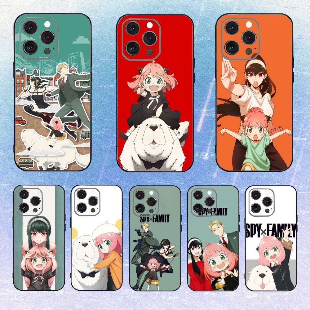 Spy X Family B-Bond Yor Anya Phone Case For iPhone 17, 16,15,14,13,12,11 Plus,Pro Max, Others Soft Black Cover
