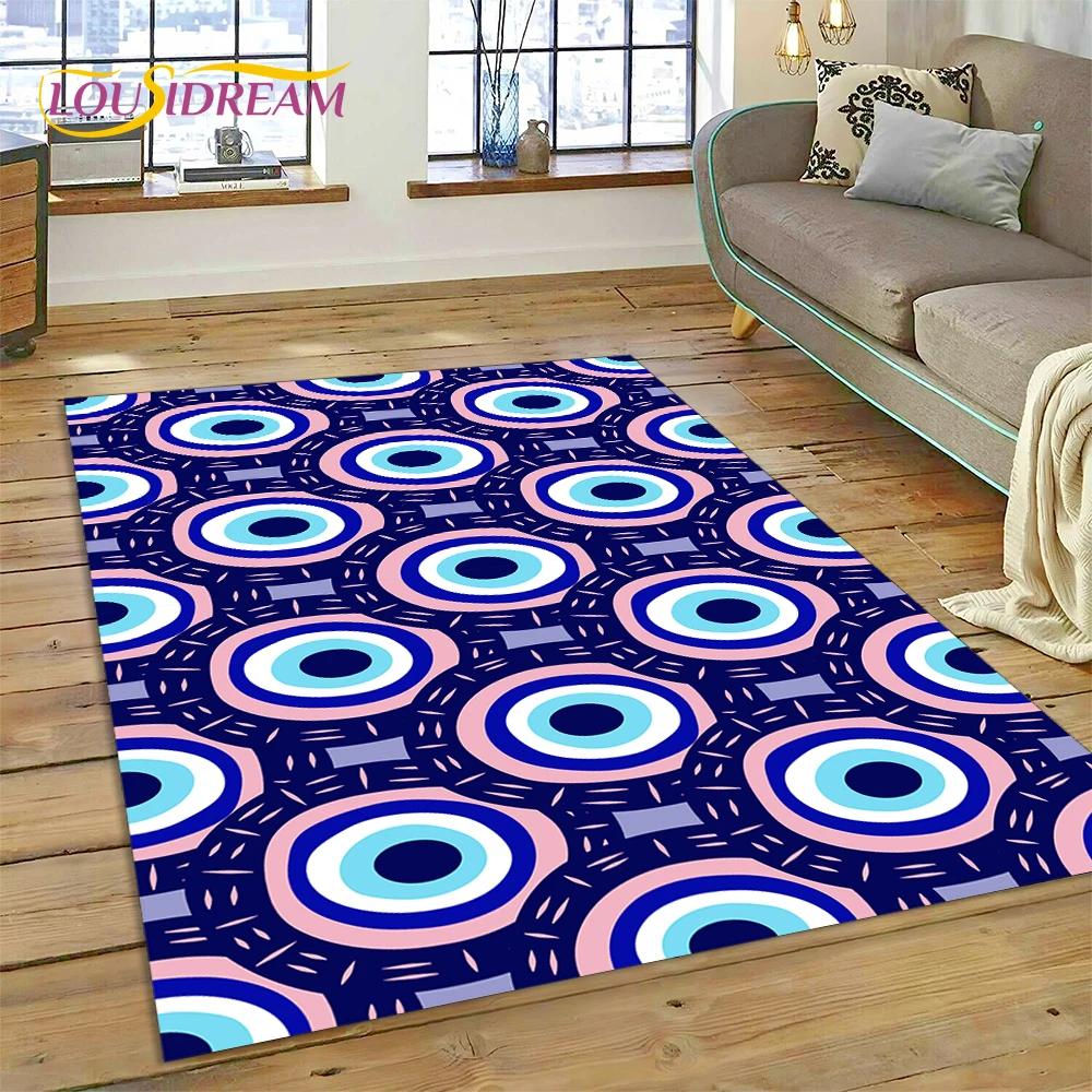 Evil Eye Turkey Blue Nazar Eye of Horus Rug Carpet for Living Room Bedroom Decor,Floor Mat Non-slip Decoration for Sofa Doormat