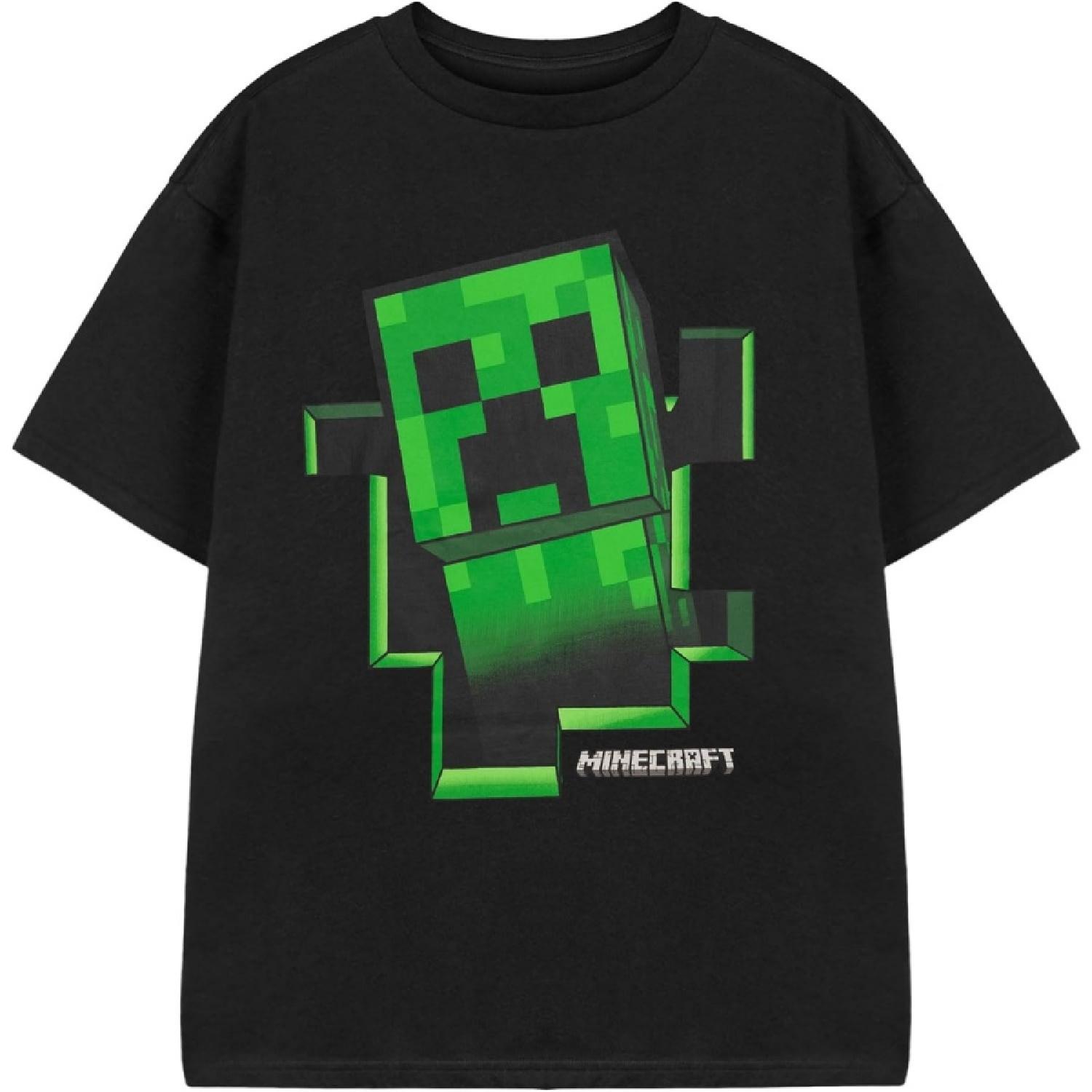 Футболка Minecraft для мальчиков Крипер внутри Черная с коротким рукавом Игровая топ 11-12 лет S
