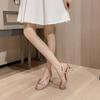 Summer new one-word buckle temperament high heels women's thin heels are beautiful nude thin strap sandals versatile
