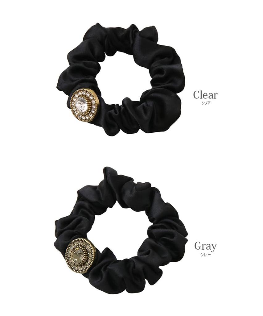 VINGTAINE Beaded Scrunchie Hair Perfect for Office Tie, Updos, Wear, Elegant, Women's, H7916-GRAY