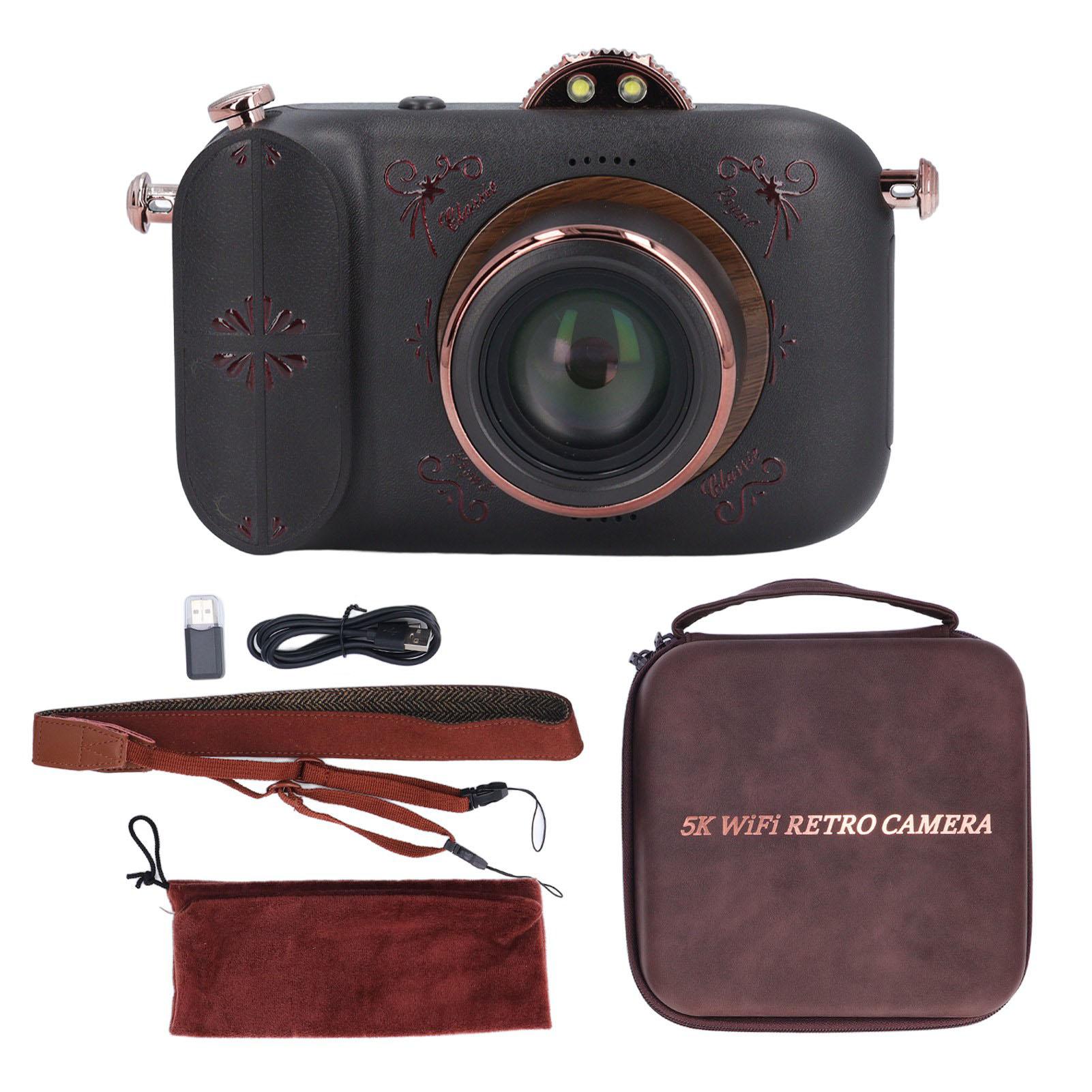 

Digital Camera Vintage 96MP 5K 50x Zoom WiFi Anti Shake 3.5 Inch IPS HD Screen DSLR Camera with LED