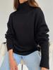 Turtleneck Knitted Sweater Women's Autumn and Winter Thickened Solid Color Loose Long-sleeved Pullover Sweater Women's Hot Words