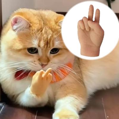 3Pcs Tiny Finger Hand Cat Toy Rock Paper Scissor Shape Stretchable Mini Hand Finger Glove Puppet Prank Gag Gift Party Favors