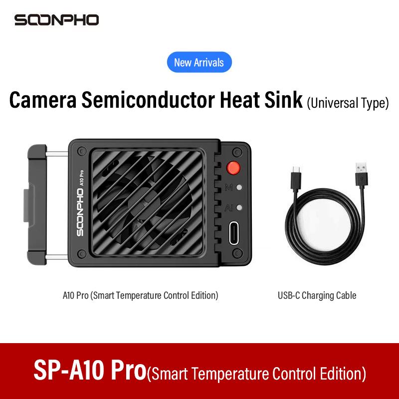

SOONPHO SP-A8/A8Pro A10Pro Camera Cooling Fan for Sony A7M4 A7C ZVE1/10 a6700 Canon R5/R6/R8/Fuji XT4 DSLR Cooling System A10PRO