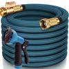 100/75/50/25 Foot Heavy-duty Garden Hose with 10 Function High-pressure Spray Nozzle, Copper Aluminum Joint, Leak Proof Design,durable Rubber Material