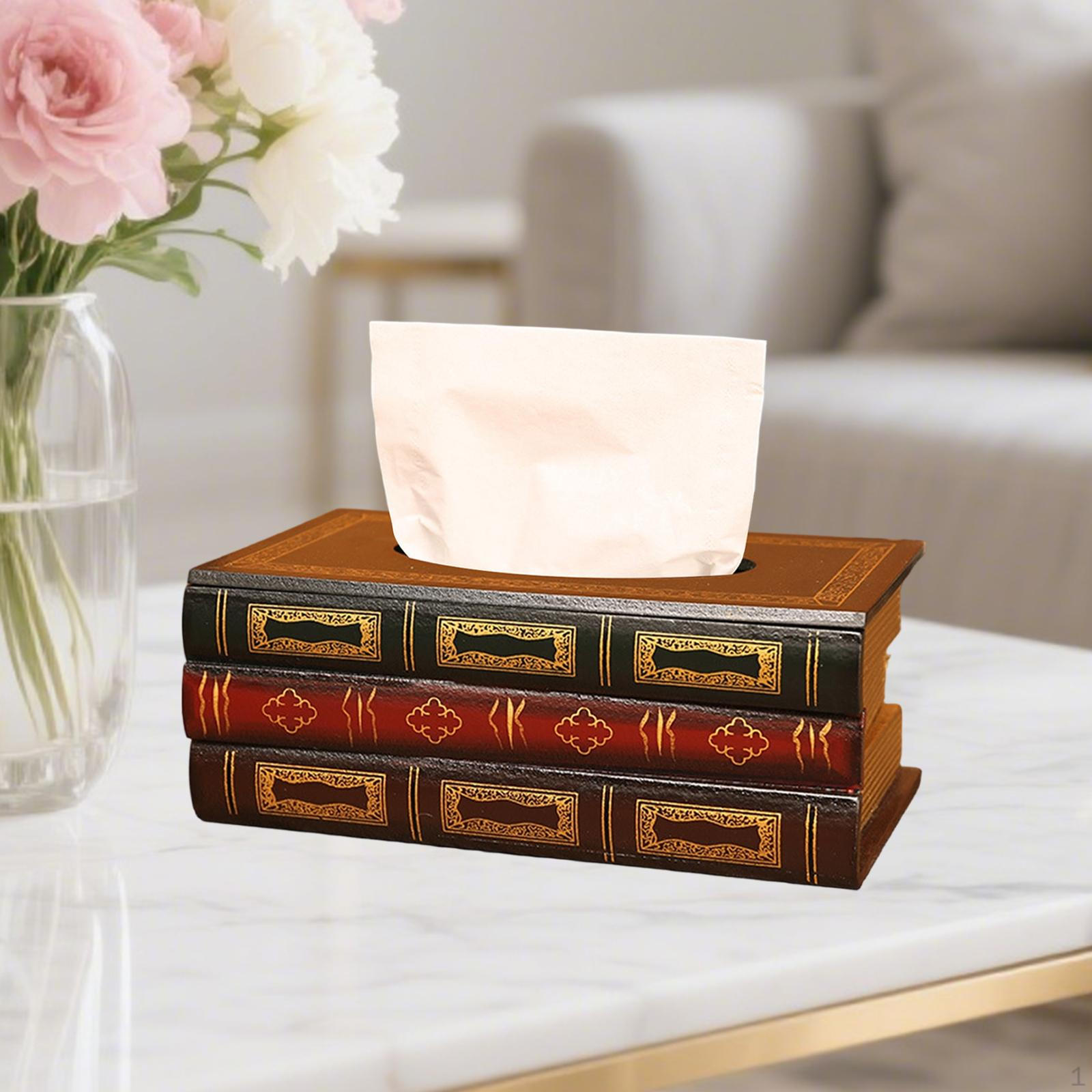 

Antique Book Design Tissue Box Holder 10x5.7x4inch for Car Automotive Use Accessory Handmade Style B