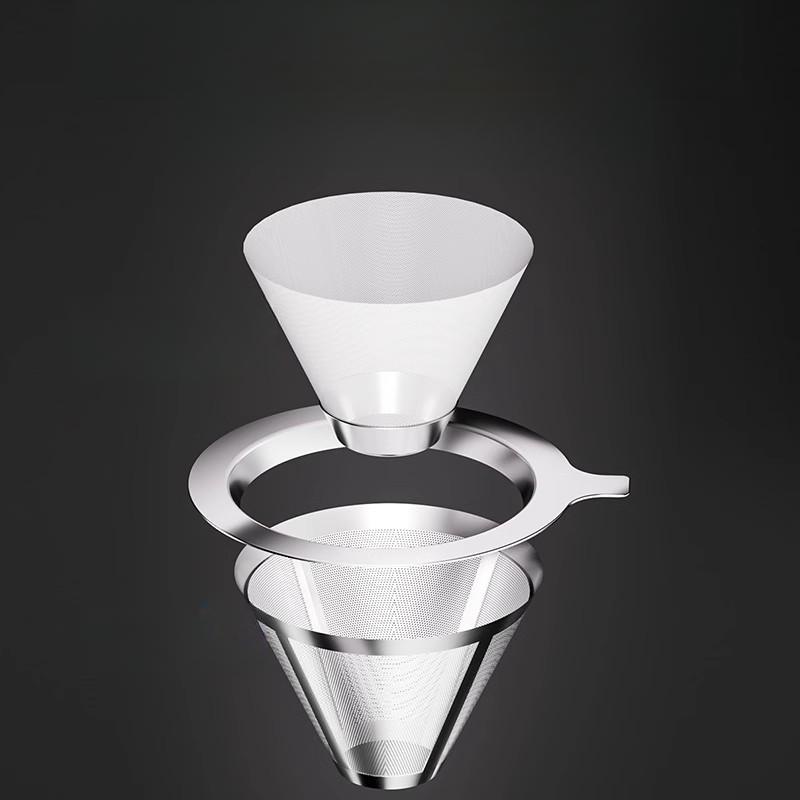 800 mesh kávový filtr z nerezové oceli s dvojitou vrstvou, kávový trychtýř, domácí filtr, bezpapírová sada ručních kávových zařízení