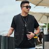Men's Spring Large Size Loose Denim Vest Solid Color Straight Hem Sleeveless Top