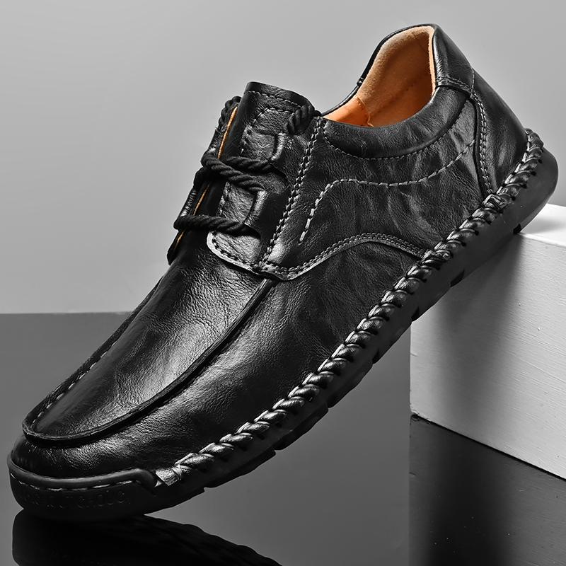 Leather Men Casual Shoes Outdoor Leisure Walk Men Moccasins Handmade Shoes Retro Style Business Shoes Big Size 48