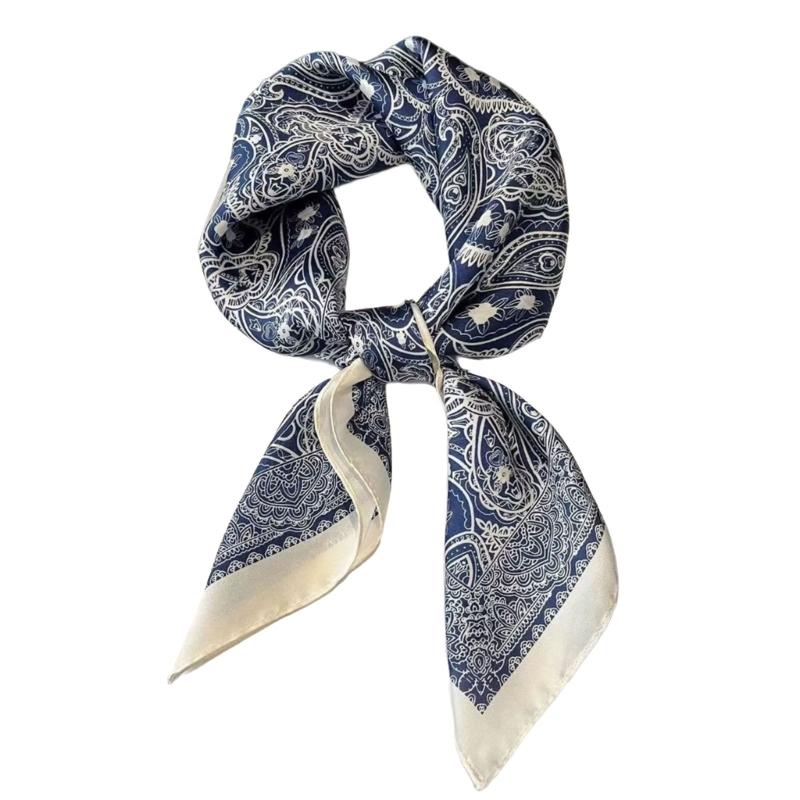 70cm Eleganter Kopftuch Quadratisches Bandana Schal Kopftuch für Damen mit Blumenmustern für verschiedene Anlässe Fotografie