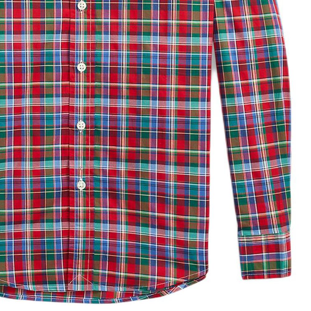 Polo Ralph Lauren Shirt Kids Plaid Logo Embroidery Long Sleeve Red Kids Tops 323918249-005