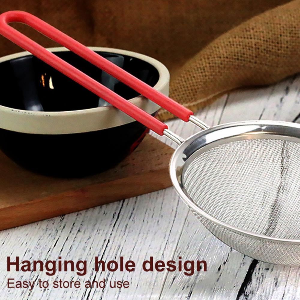 Steel Colander Silicone Handle Strainer Sifting Tool Flour Sifter Powder Sieve Filter Spoon