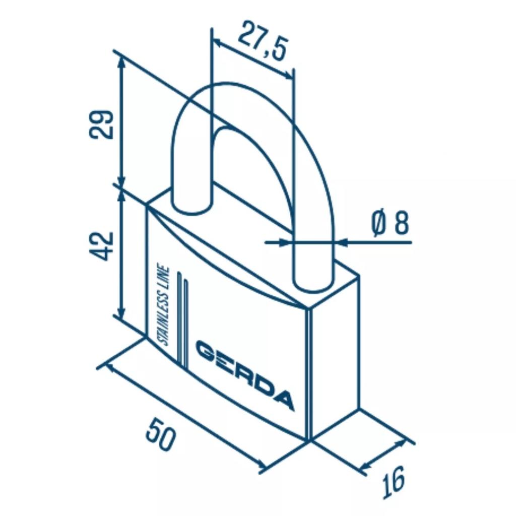 Stainless Steel Shackle Padlock Knp S50 - Mp Klo 62893