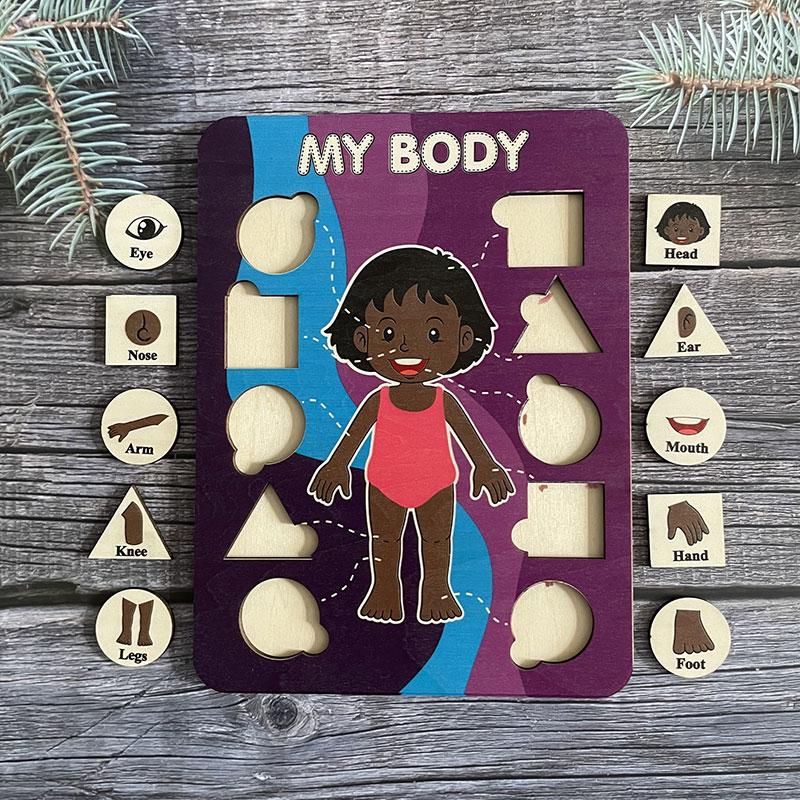 Montessori Human Body Parts Structure Wooden Puzzles Toys Parish Organs Cognitive Open Learning Educational Toys Matching Game