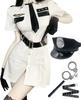 QOOLY Police Cosplay Halloween Policewoman Size M Uniform, Costume, 5-Piece Set, Uniform, Adult, White,
