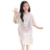 Cartoon Style Girls' One-Piece Summer Nightgown - Thin, Cute, Soft for Medium/Older Kids, Ideal for Home Air Conditioning.
