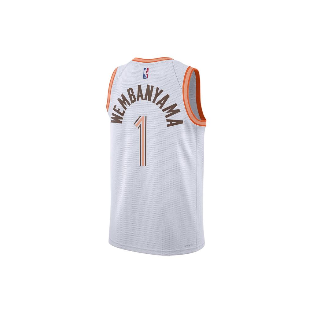 Nike Dri-FIT NBA Wembanyama 1 Spurs 23-24 City Edition SW Jersey Basketball Comfortable Crew Neck Sleeveless Tank Men Jersey White DX8519-102