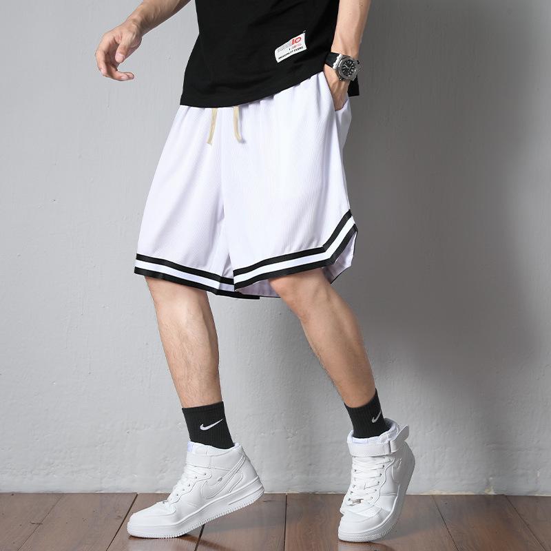 Men s Quick-Dry Ice Silk Basketball & Beach Shorts - Trendy, Loose-Fit, Athletic Style M белый