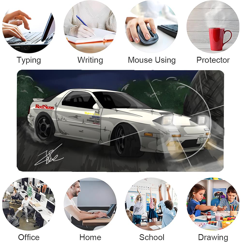 Auto Klassisch JDM Initial D Mauspads Mousepad Großes Gaming-Mauspad LockEdge Verdickt Computer Tastatur Tisch Schreibtischmatte