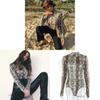 Body Streetwear con Stampa Serpente ad Alta Elasticità per la Moda Autunnale