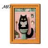 Protective Transparent Picture Covers Funny Wooden Fridge Magnets Frame, Retro Cute Cat Pattern Magnetic Refrigerator DIY Photo Display for