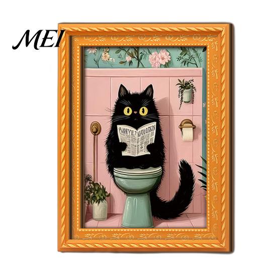 Protective Transparent Picture Covers Funny Wooden Fridge Magnets Frame, Retro Cute Cat Pattern Magnetic Refrigerator DIY Photo Display for