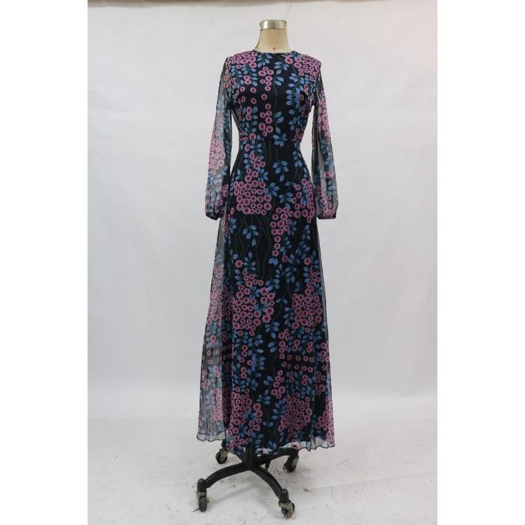 

Элегантное платье макси с длинными рукавами и цветочным принтом, с открытой спиной, женское, с круглым вырезом, свадебное, для вечеринки, платья для невесты и подружек невесты, платье для ведущей S темно-синий