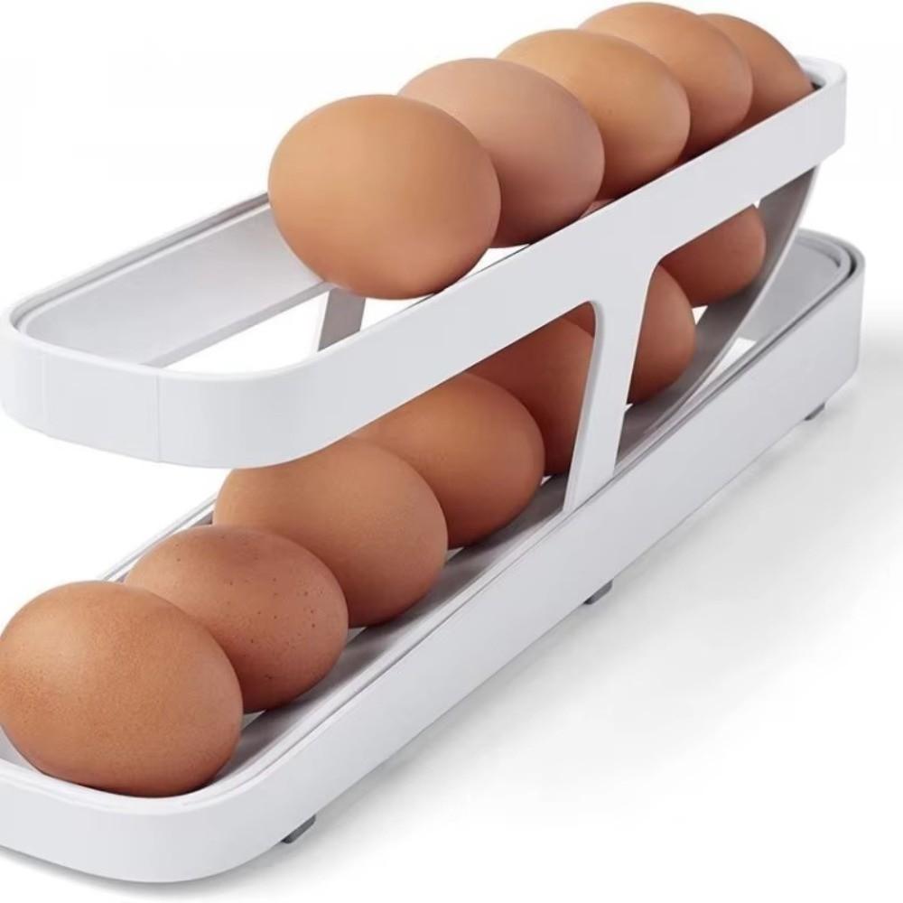 Rolldown Design Automatic Scrolling Egg Rack Double-layer Egg Basket Container  Kitchen Storage