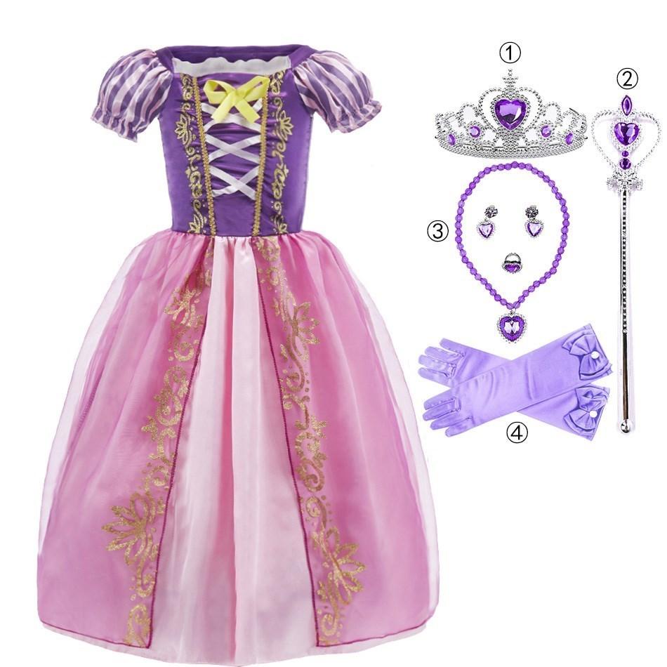 Little Girl Cinderella Dress Rapunzel Belle Halloween Costume Kid Birthday Party Christmas Fancy Evening Dress 2-10 Years