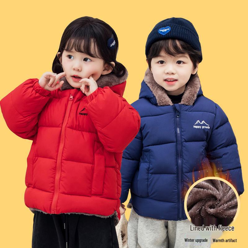 878 Zimowa Dziecięca Dwustronna Kurtka z Podszewką z Polaru dla Chłopców i Dziewcząt - Ciepła Bawełniana Kurtka Średniej do Dużej Długości