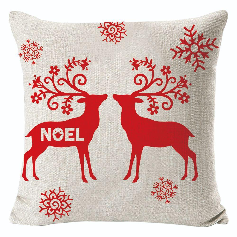 New Christmas Linen Pillow Cover Simple Sofa Pillow Home Printed Cushion Cover