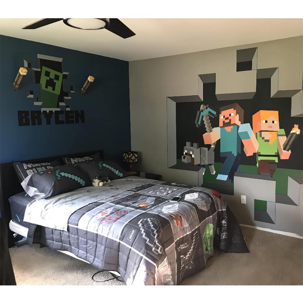 Lampe Torche MC Game Brownstone Figurine 4 Couleurs LED Veilleuse Décorative Lampe de Table Chambre Recharge USB avec Boucle Jouet Cadeau pour Enfants