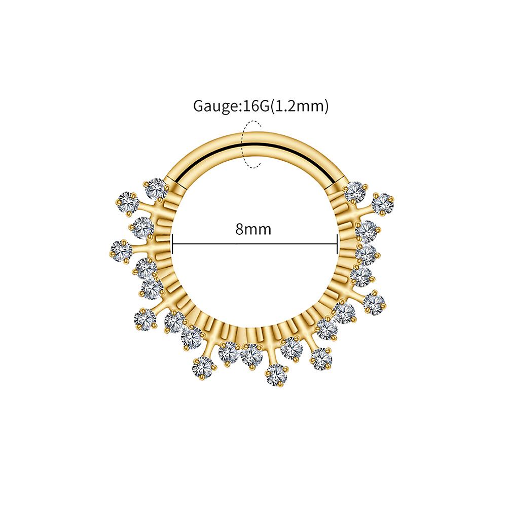 Right Grand ASTM F136 Titanium 16G CZ Hinged Clicker Segment Hoop Ring Sunburst CZ Daith Earring Septem Nose Piercing Jewelry