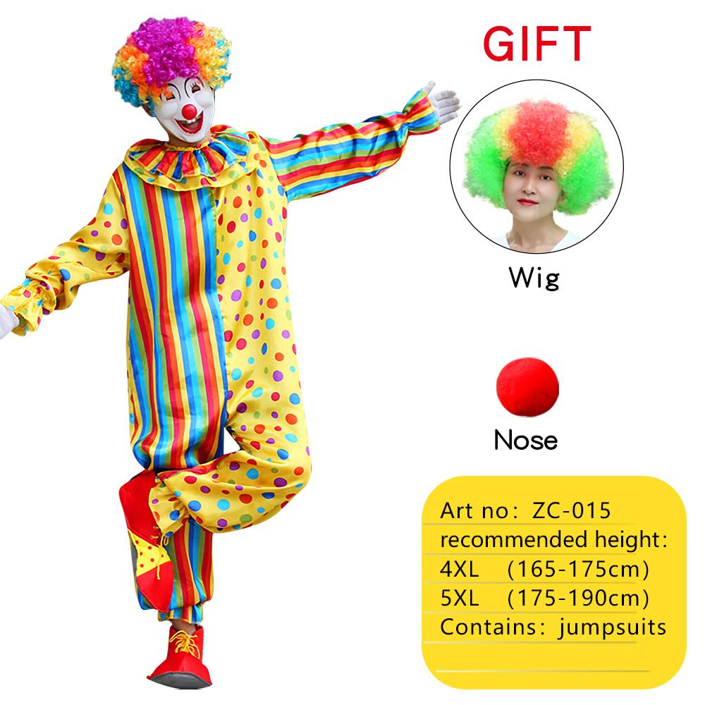 Adult Rainbow Clown Jumpsuit Featuring A Bright Colorful Pattern Funny Clown Costume Set for Height 165-185cm
