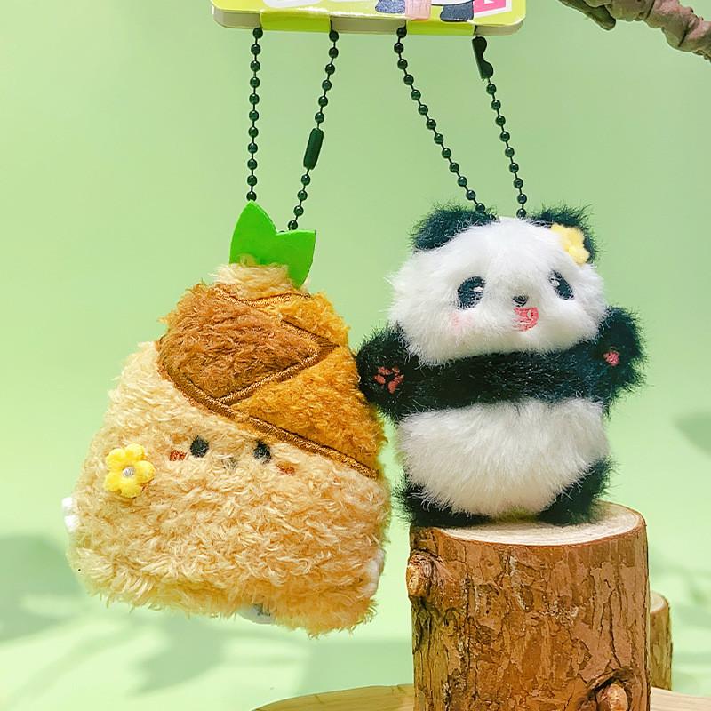 Bamboo Shoot Handheld Flower Panda Cute Plush Keychain Pendant Boys Gift Girls