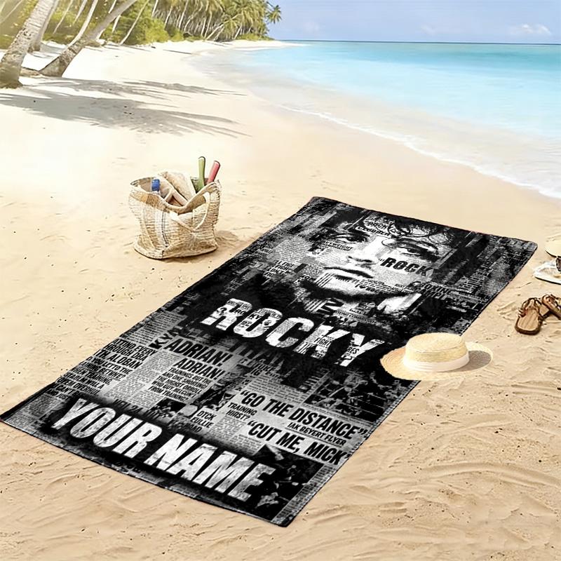 Name Custom Rocky Balboa Print Beach Towel, Large Soft Quick Dry Towel for Beach Camping Swimming