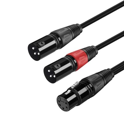 Freneci Dual DMX 3-Pin Male To XLR 5-Pin Female Cable, Light Microphone Converter Adapter Cable Y Splitter for Speaker Recording Studio, 0.5 Meter