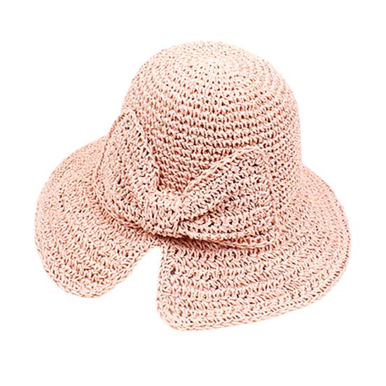 

Bucket Hat Wide Brim Straw Summer Hat Bowknot Decor Side Split Design Foldable Sun Protection Hat Outdoor Casual Fisherman Hat