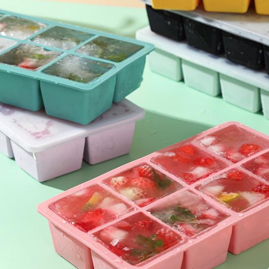 Ice Cube Mold 6/8 Grids Silicone Ice Making Tray Easy Release Large Square Cube Mold for Home Kitchen