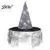 Festival Party Headwear Halloween Witch Wizard Hat, Adult Kids Cosplay Cone Hat with Spider Pointed Web Star Decor, Gothic Costume Prop, Trick
