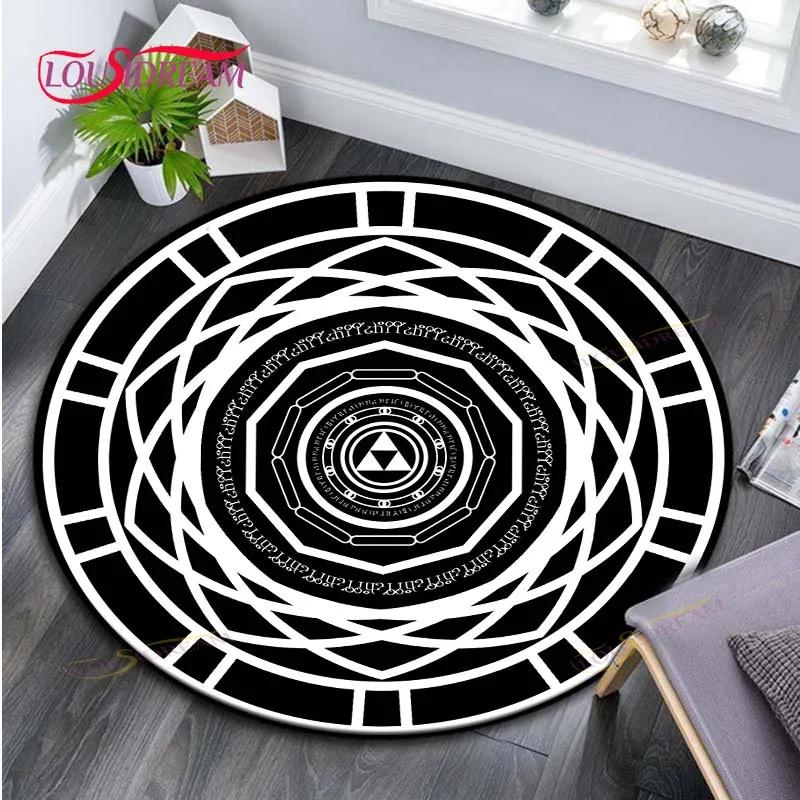 Cartoon Magische Cirkel Tapijt Huis Decoratief Rond Tapijt Zacht Mode Vloerkleden Slaapkamer Antislip Vloermat Stoelmat Boos Tapijt