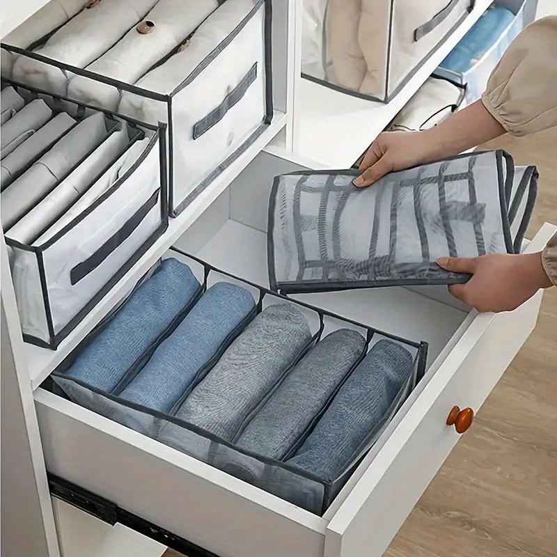 3pcs Premium Fabric Wardrobe Storage Boxes - with Handles, Foldable Drawer Organizer, Transparent Mesh Design, Space-Saving Clothing Storage System