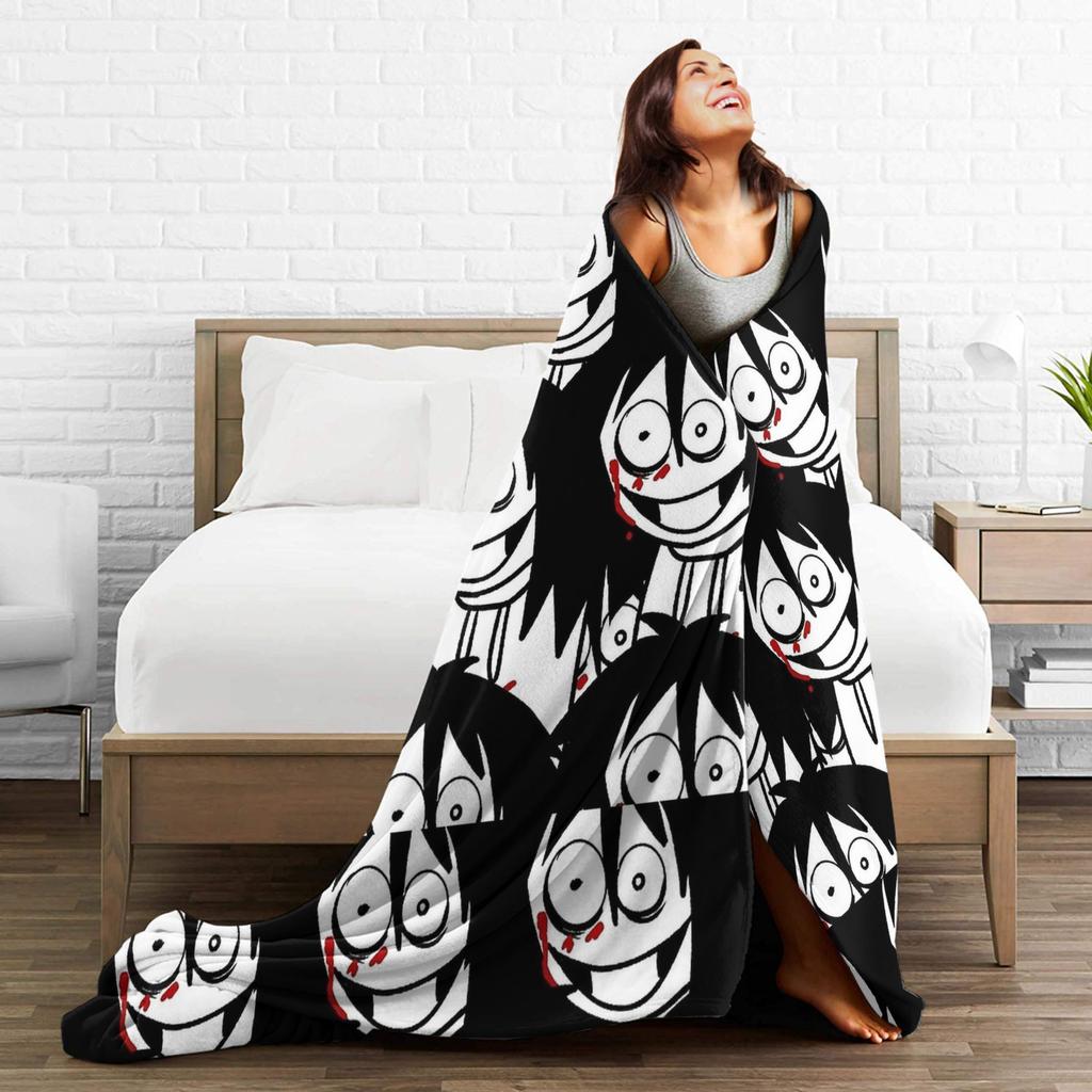 Jeff the killer invasion Flísové deky Měkká přehozová deka pro domácí dekoraci Cestování Kancelář Street Trend Přehoz na postel Potah na pohovku/postel