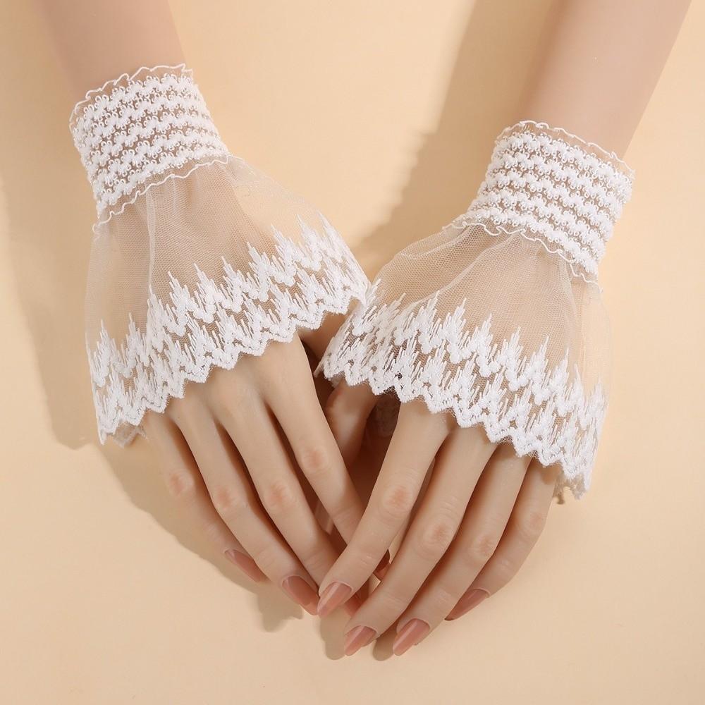 Elastic Lace Cuffs Sun Protection Lace Ruffled Wrist Fashion Fake Sleeves  for Stage Performance