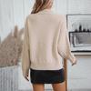 Vintage Loose Stand Collar Knitwear Sweater Long Sleeve Solid Color Pullover Top for Autumn Winter