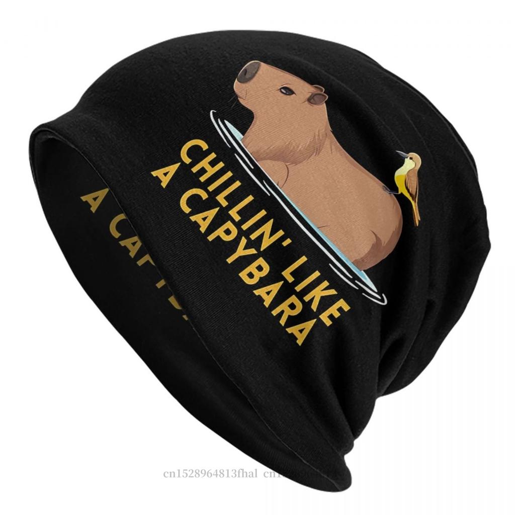 Capybara Animal Outdoor Hats Chillin Thin Hat Bonnet Hipster Skullies Beanies Caps Men Womens Earmuffs