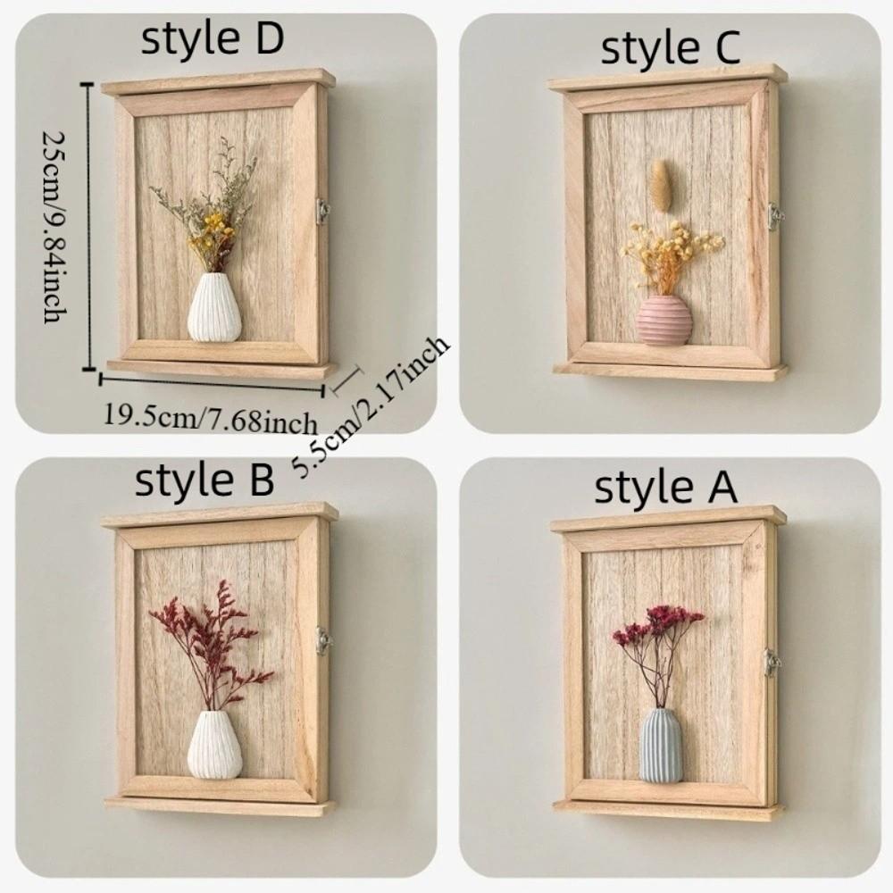 Rustic Wall-Mounted Key Storage Box Wooden Entryway Storage Box Wall Decor Cabinet Key Rack  Office