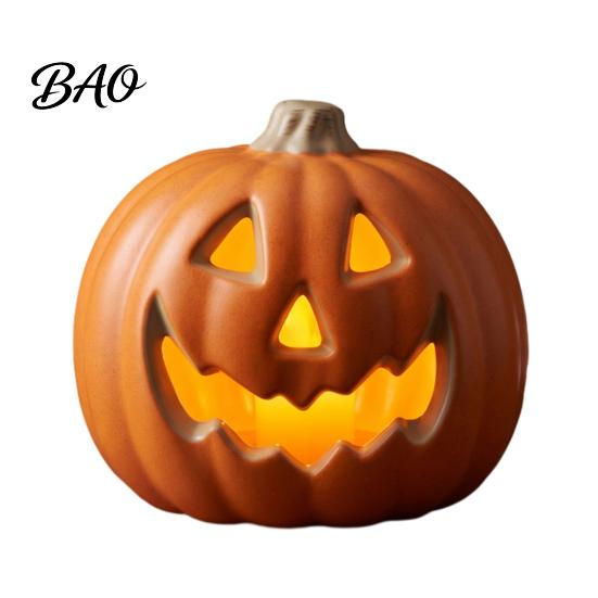 Indoor Halloween Decor LED Pumpkin Lantern, Scary Face Glowing Plastic Creative Decoration Lamp, Battery Operated Table Ornament for Home Party