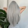 Silver Ash Gray Long Straight Synthetic Wigs Lolita Cosplay Natural Hair with Bangs for Women Party Daily Heat Resistant